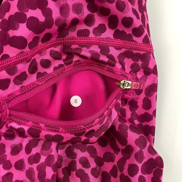 Lululemon Run Top Speed Crop Ace Spot Jewelled Magenta Leggings SZ 8 EUC - Picture 6 of 10